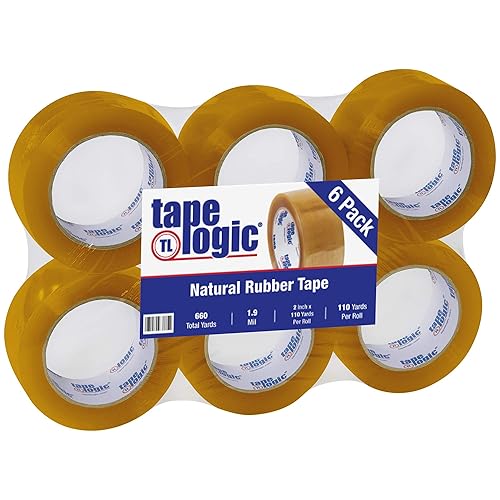 Partners Brand PT90150 cinta de goma natural transparente, 1.9 mm, 2" x 55 yd (paquete de 36), Transparente, 6 Claro,Beige