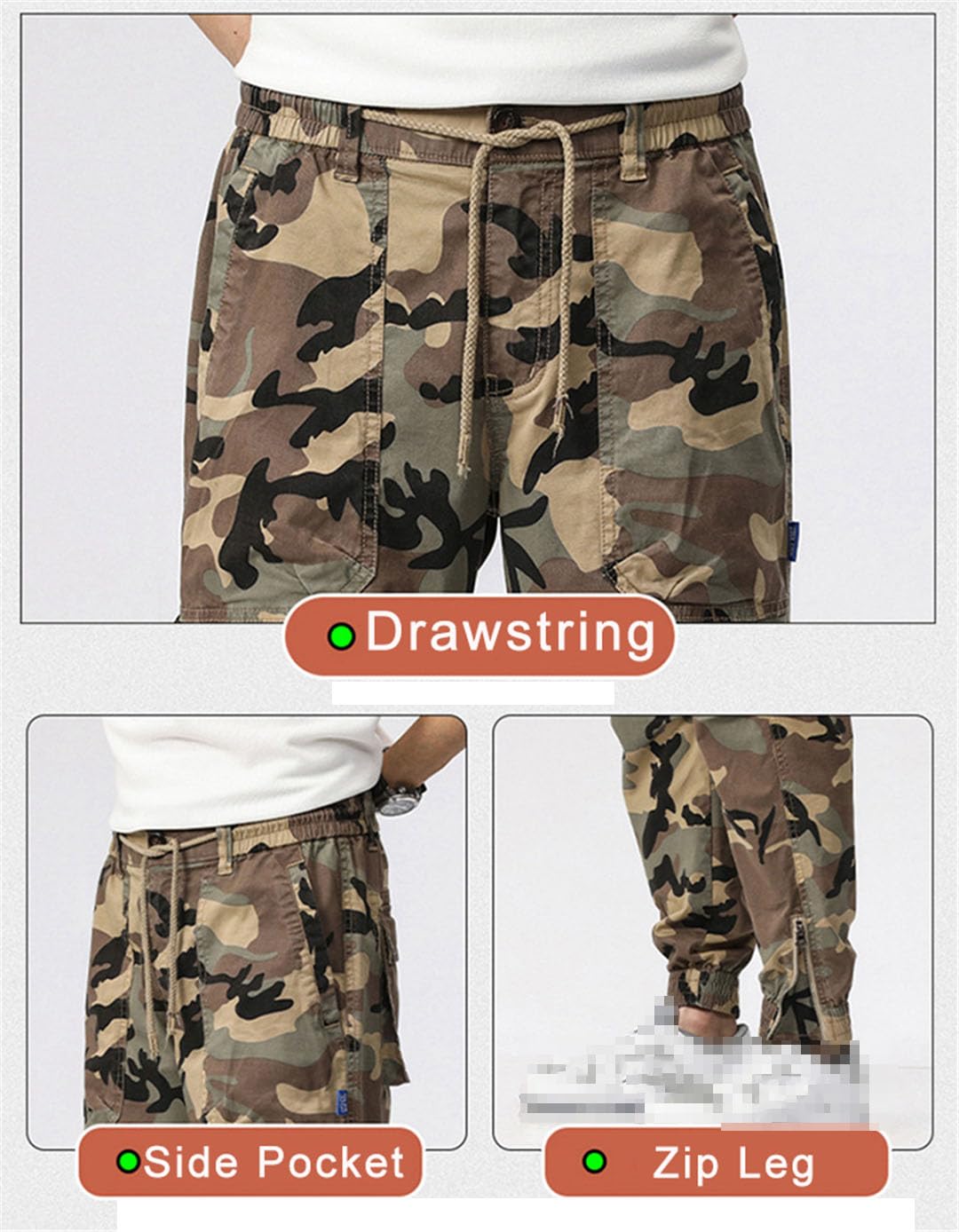 Vogrtcc Pantalones Cargo con Múltiples Bolsillos para Hombre Pantalones De Trabajo Informales hasta El Tobillo con Cremallera En La Pierna