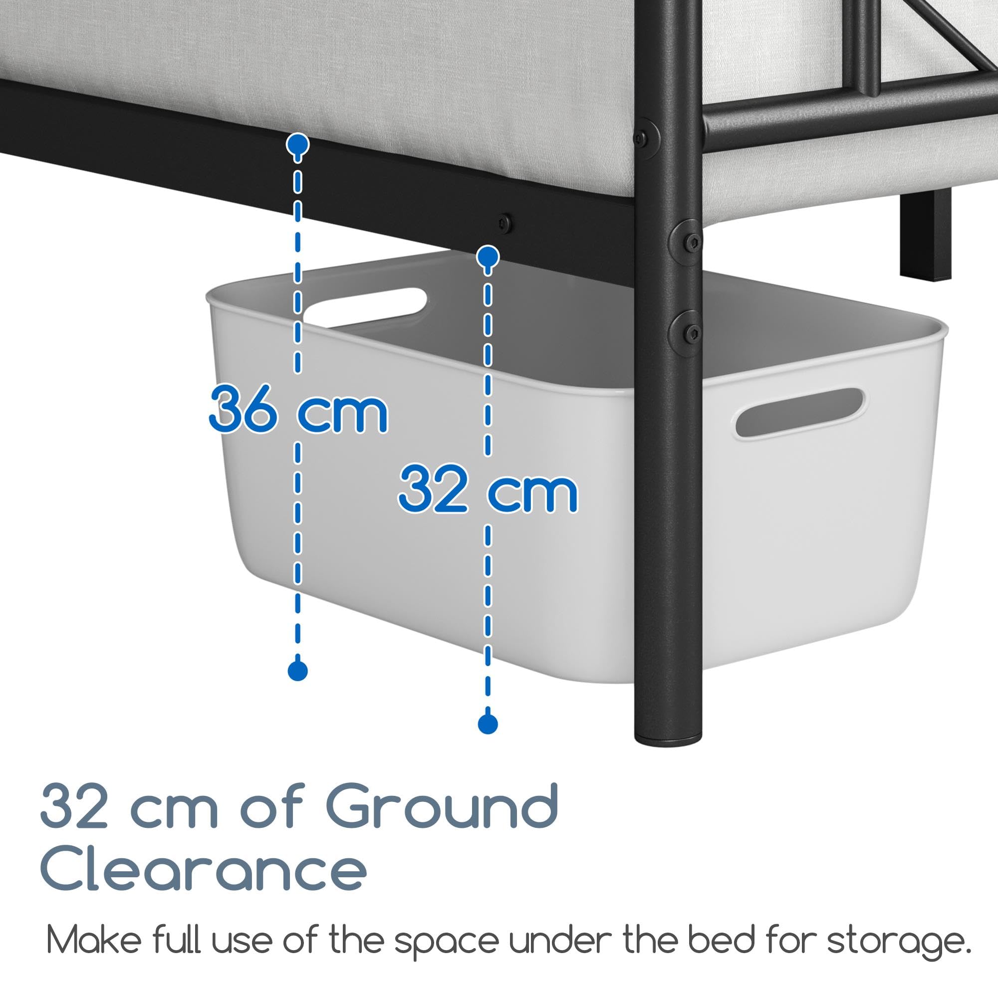 Yaheetech Struttura Letto Singolo in Ferro Metallo Testiera Industriale Camera da Letto Ospiti Soggiorno Semplice Moderno Nero 90 x 190 cm