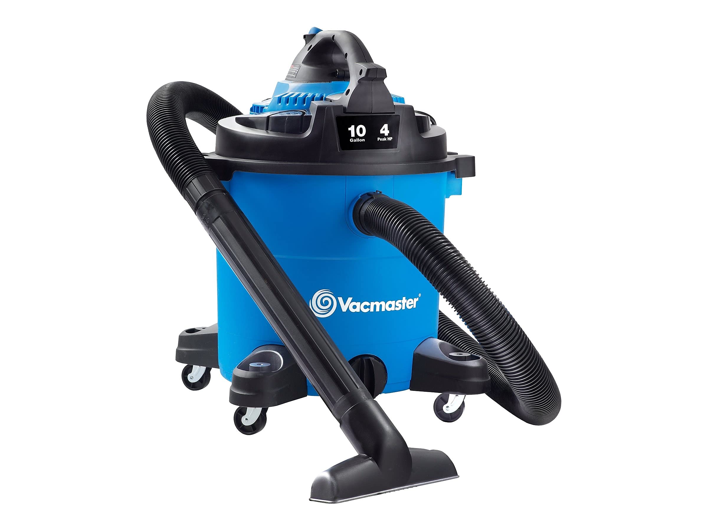 Vacmaster Wet/Dry Vacuum with Detachable Blower, 10 Gallon 4 HP 120V Motor, Long 10 Foot Cord, Blue