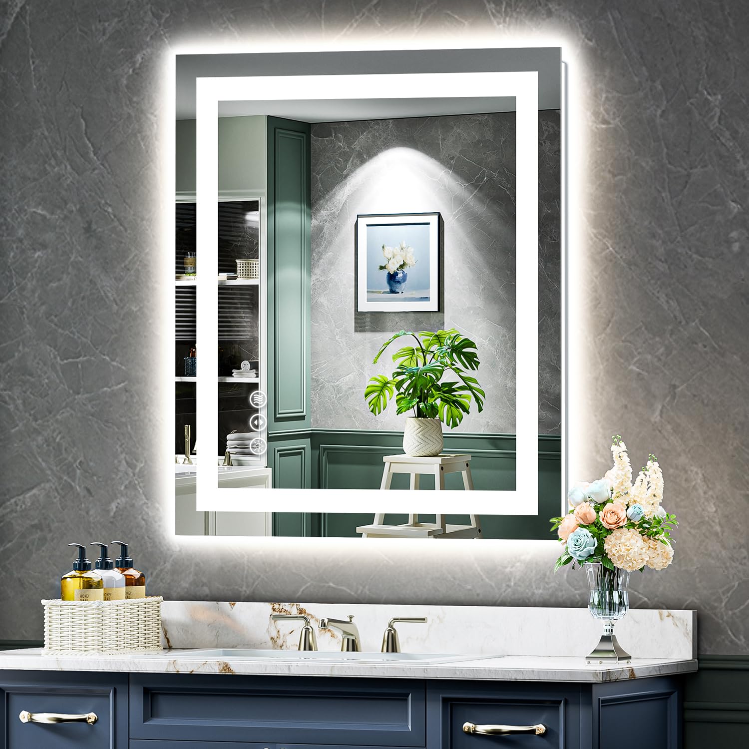 28x32 LED Bathroom Mirror with Lights, Lighted Vanity Mirror