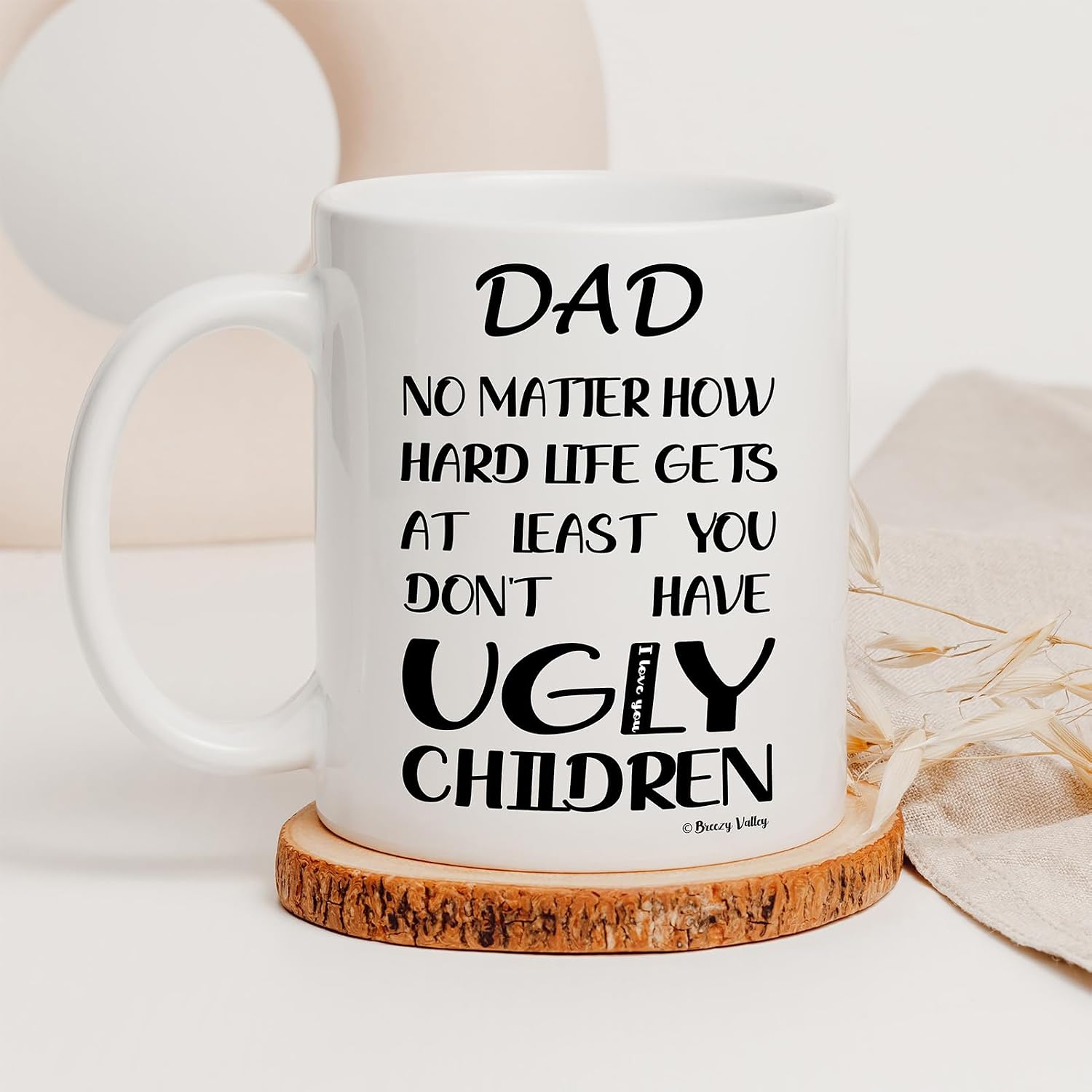 Breezy Valley Fathers Day Dad Gifts from Daughter Son, Funny Coffee Mug for Dad, Unique Birthday Gift for Father