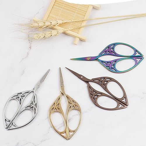 Miniatura 6 de Tijeras de costura vintage con diseño de hojas de acero inoxidable para el hogar, tijeras de costura manual para manualidades, artesanía, bricolaje