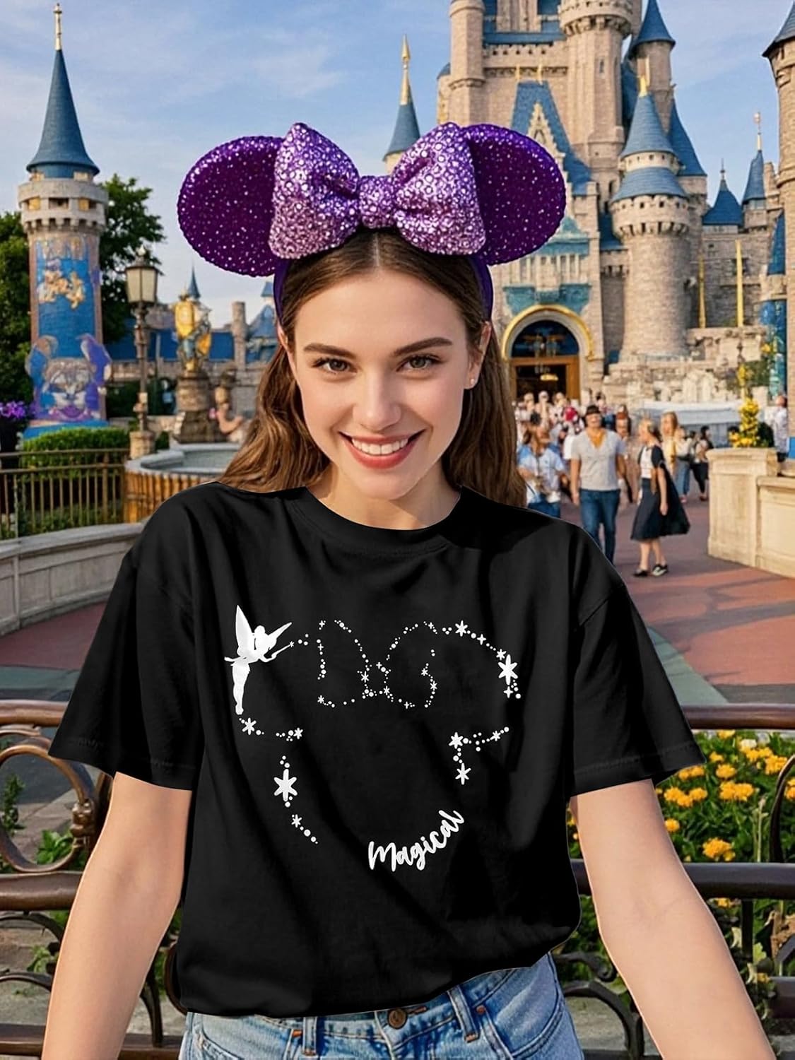 Magical Shirt for Women Believe in Magic Shirts Cute Graphic Printed Tee Family Vacation Short Sleeve Tee - Image 4