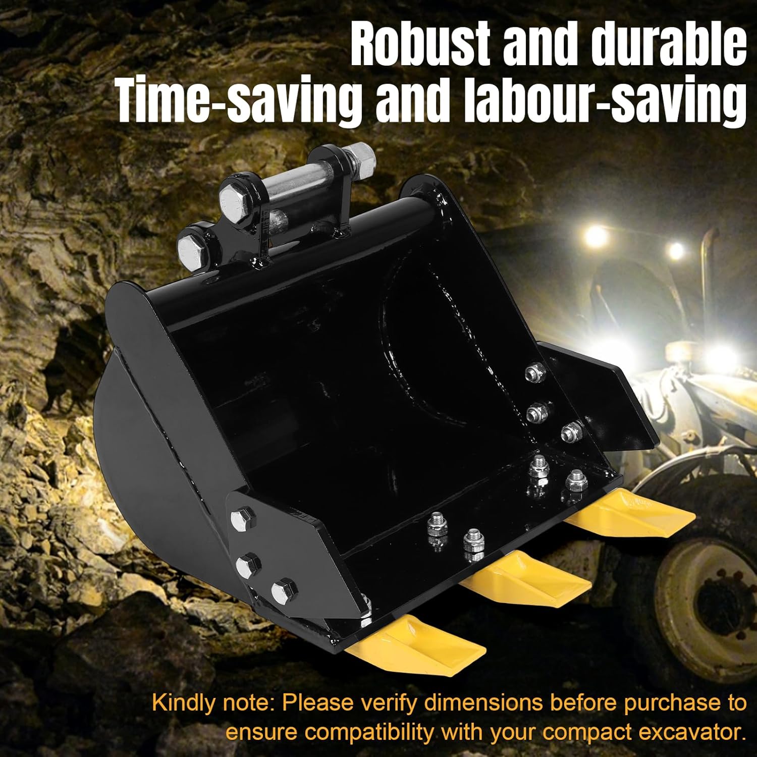 400mm Mini Excavator Digging Bucket Attachment for Most 0.8-1.8 Tons Small Diggers Bucket Metal Trenching Digger 0.98in Hole 3.46in Center Wheelbase with Metal Teeth
