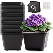 25 Packs Square Nursery Pots for Plants 5.5 Inch Succulent Plant Pots Set Plastic Seedling Starting Pots with Drainage Holes Nursery Pots Variety Pack Flower pots Planter Seed Starter, Black