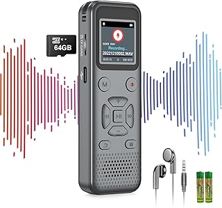 72GB Digital Voice Recorder with Playback - 6000H [Ultra-HD] Voice Activated Recorder Recording Device, Audio Recorder with Noise Reduction, Portable Tape Recorder with Playback, for Lecture, Meeting