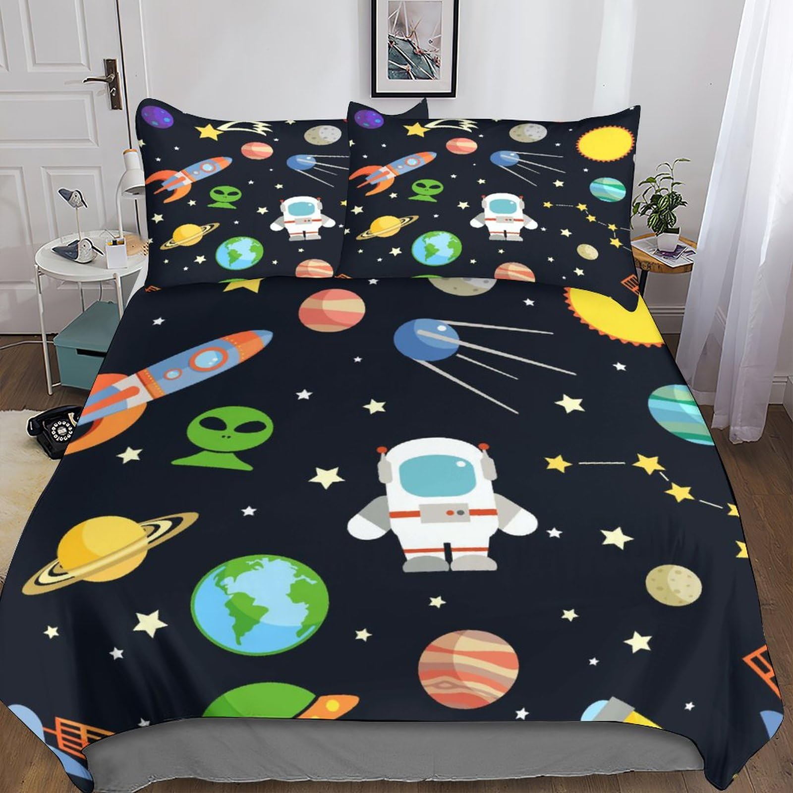 Housse de couette galaxie 3D pour chambre d'enfant et adulte lit double 200x200
