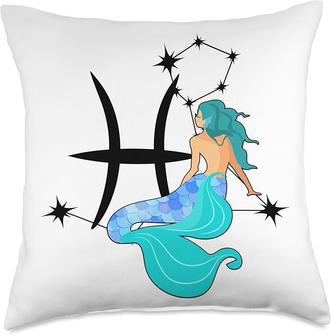 Pisces Horoscope Pisces Astrology Zodiac Sign Cute Birthday Pisces Throw Pillow, 18x18, Multicolor