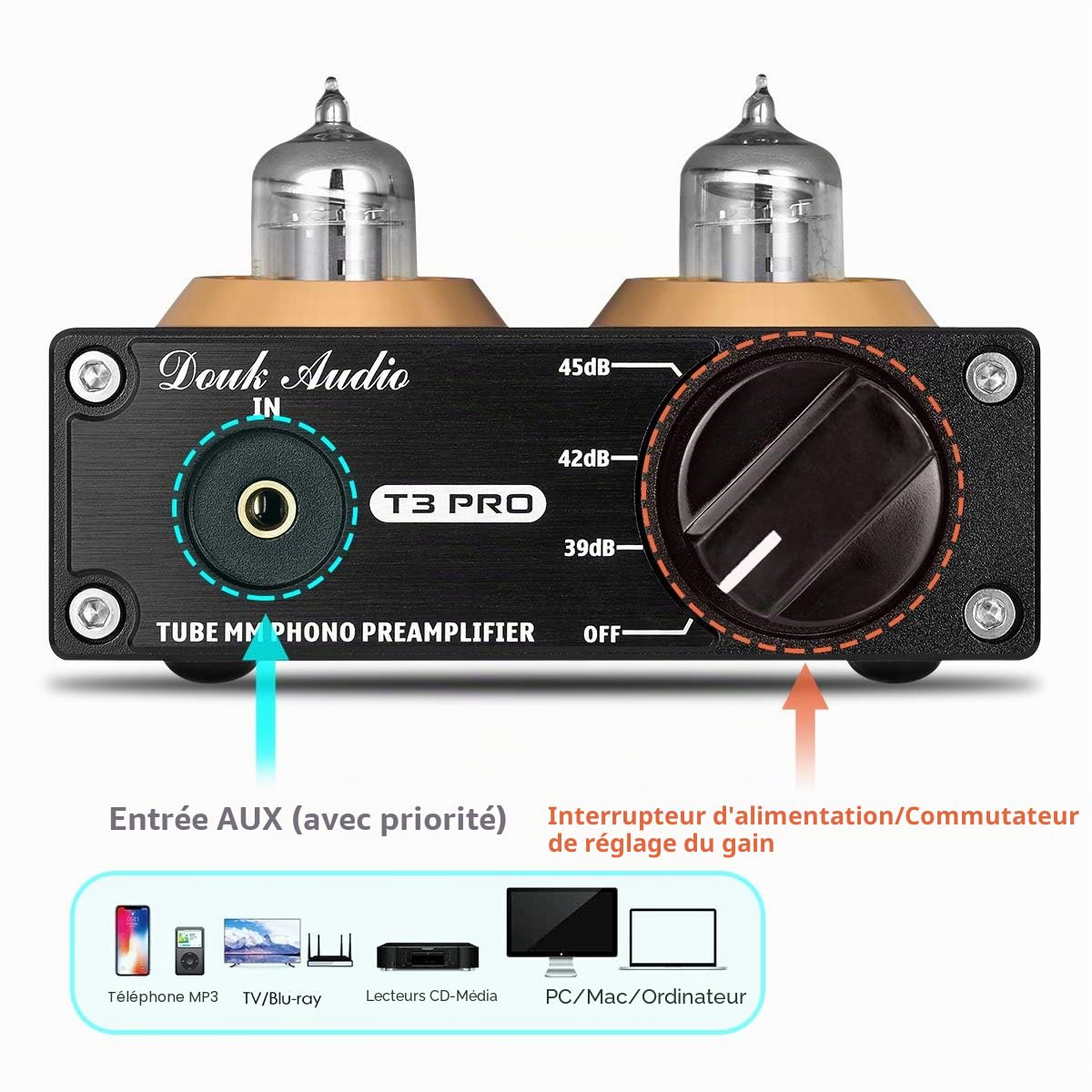 Préamplificateur phono MM HiFi avec de mini tubes à vide Étage de pré amplification audio stéréo Manuel (français non garanti)