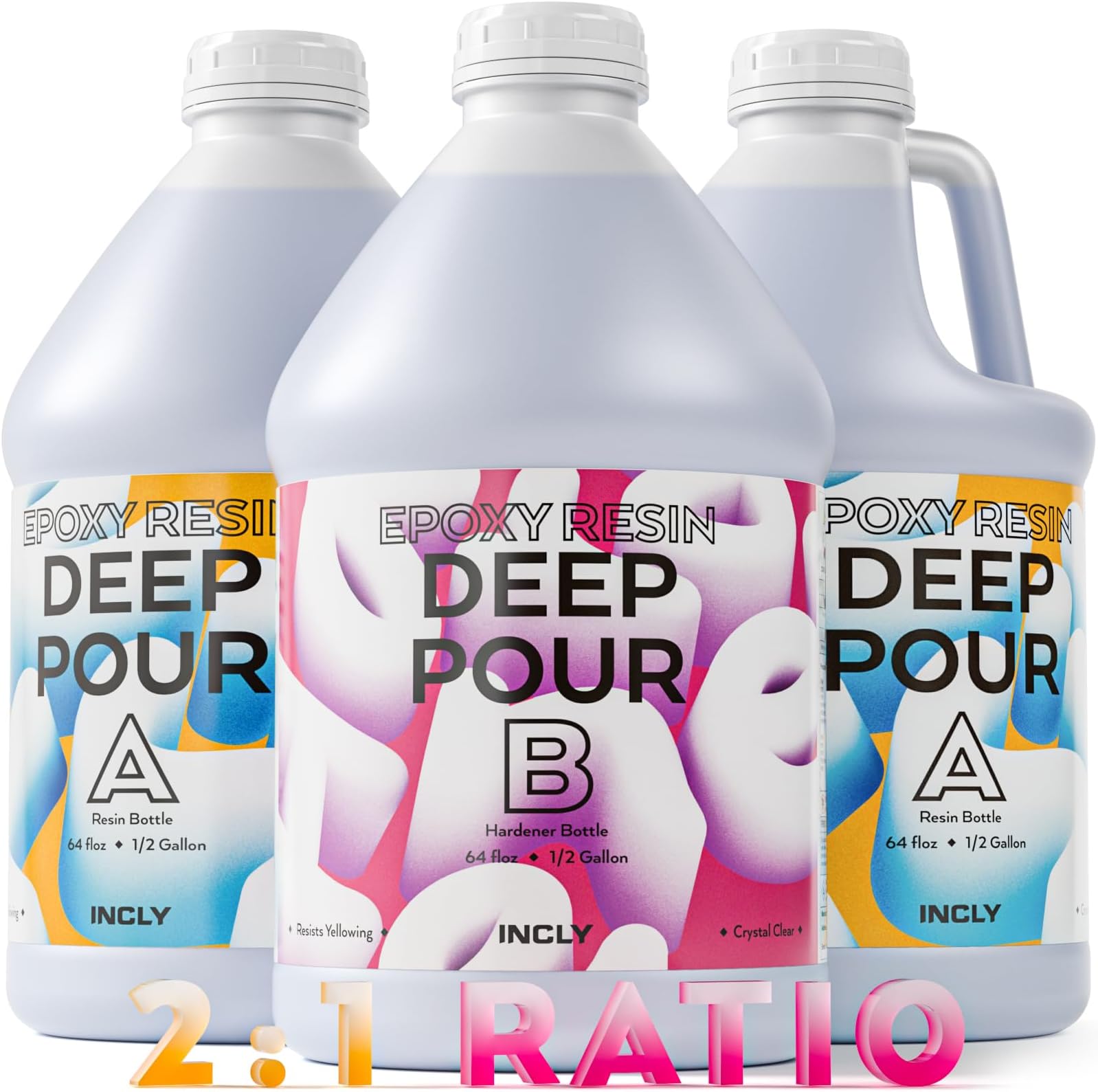 - INCLY Deep Pour Epoxy Resin 1.5 Gallon Kit, 2:1 Epoxy Resin Deep Pour for 2 to 4'' Pour Molds Craft, Bubble Free & Crystal Clear Resin Casting for River Table Wood Filler Bar Top Preserving Flowers