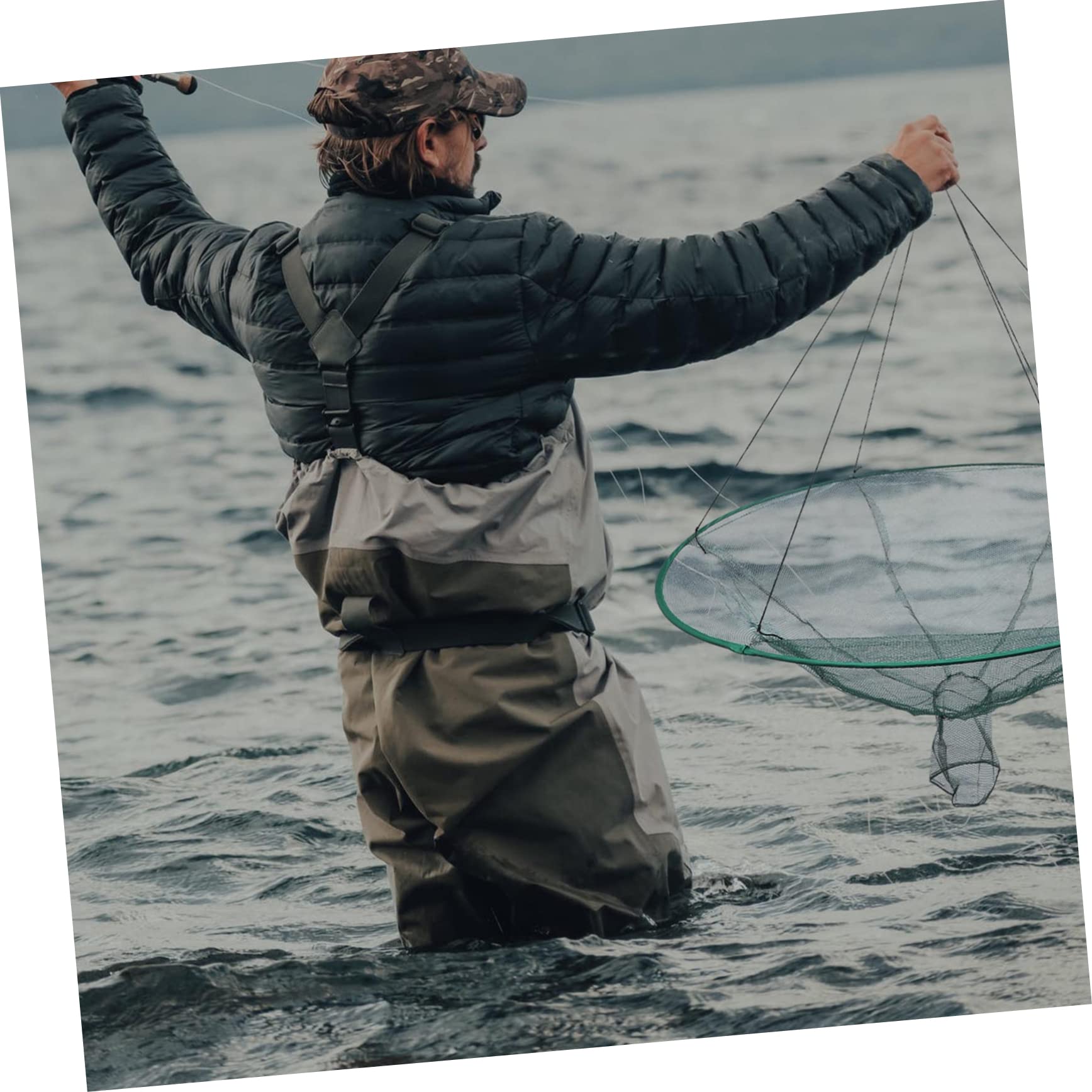 Retino da Pesca per Granchi Pieghevole, Rete da Pesca Portatile in Poliestere, Trappola per Pesci per Cattura All'aperto Stile Casuale