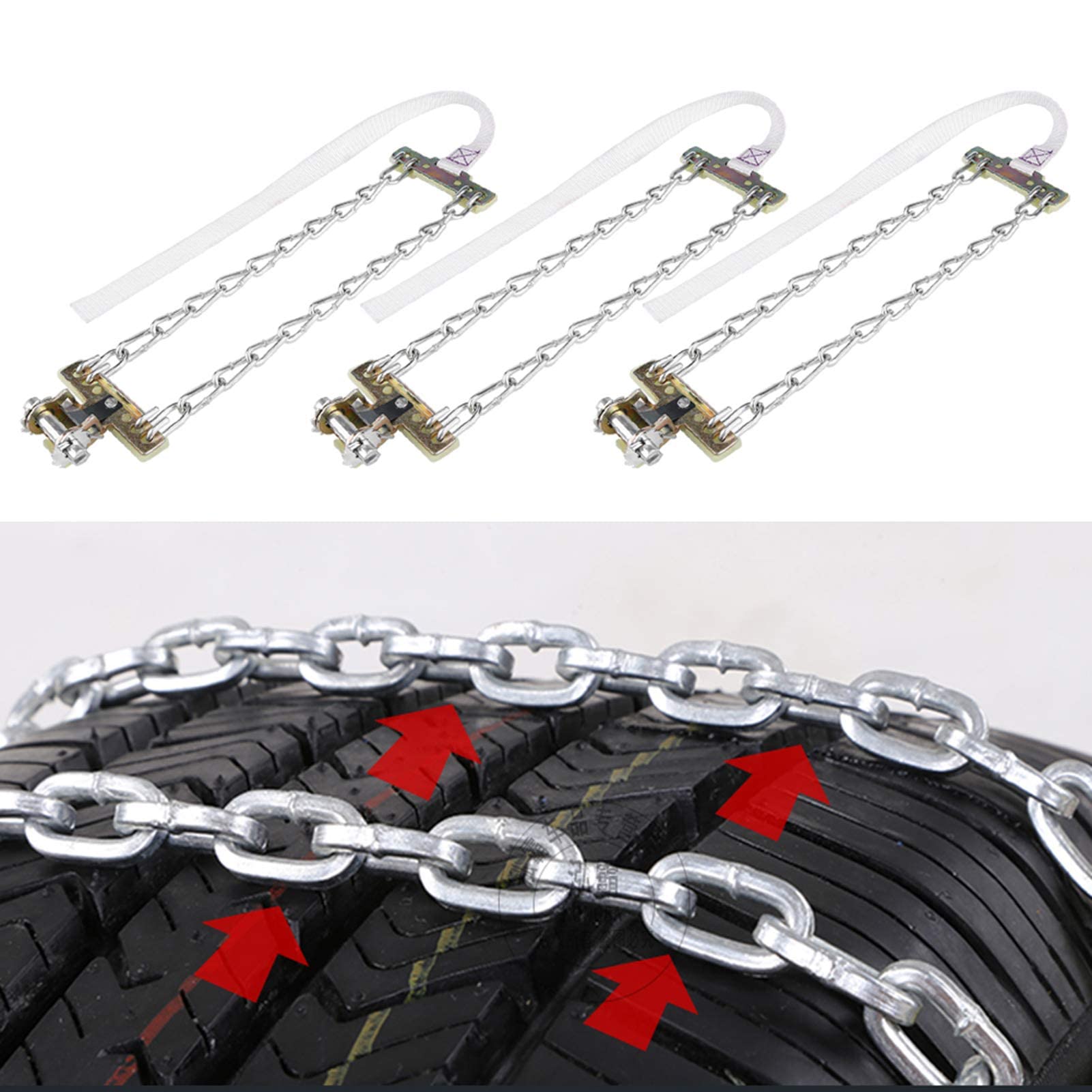 Catene Da Neve Catene Da Fango Adatto Per 3pcs Cinghia A Catena Antiscivolo Della Neve Della Sicurezza Della Catena Della Gomma Dell'Acciaio Per Il Suv Del Camion Dell'Automobile Dell'Automob