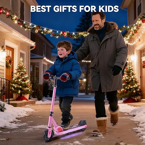 Miniatura 2 de Caroma Electric Scooter for Kids Ages 6-14, 150W180W Motor,10 MPH Max Speed & 7 Miles,Adjustable Height & Speed,Colorful Lights,LED Display,Foldable