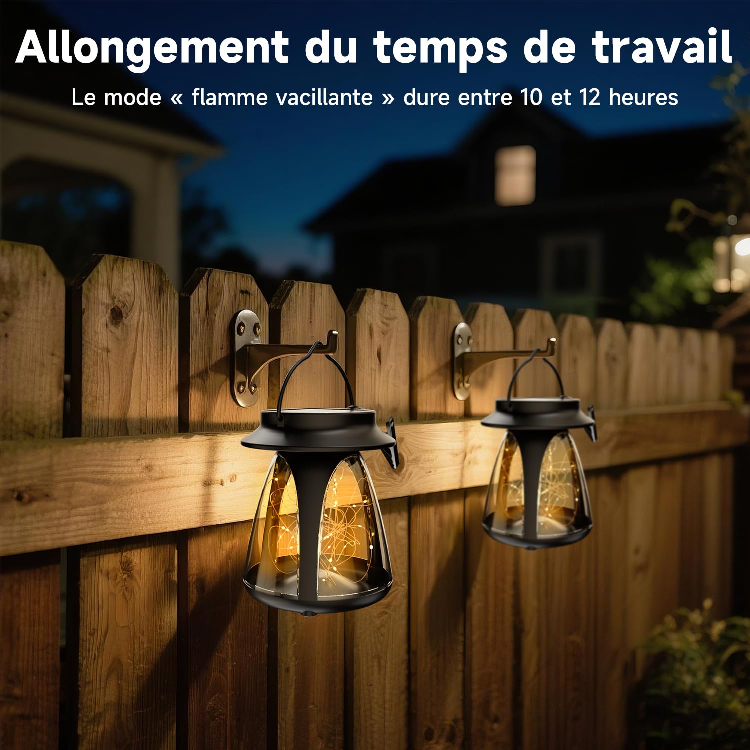 Lot de 4 Lanternes Solaires Extérieures 2 en 1 – Éclairage de Chemin à Intensité Améliorée, Étanche, Fixation Polyvalente (Suspension, Pince ou Piquet) – Idéal pour Jardin, Terrasse et Allée