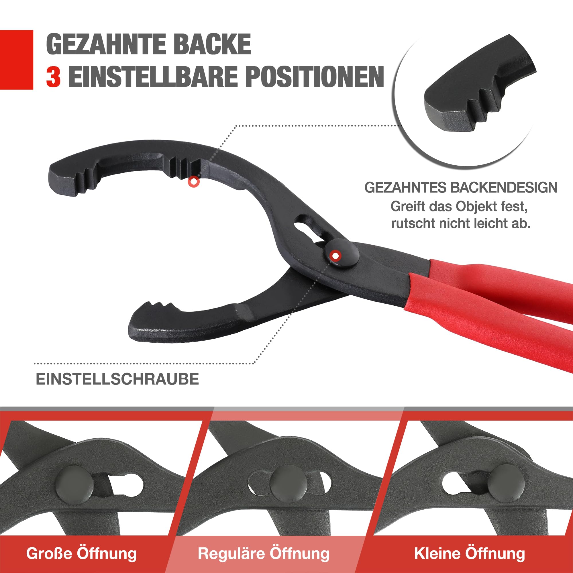 WORKPRO Ölfilterzange 30cm, Verstellbarer Ölfilterschlüssel für Metall-Ölfilter, Rutschfester Griff, Ölfilter-Entfernungswerkzeug für Autos, LKWs, Motorräder (Ø 60mm - 102mm)
