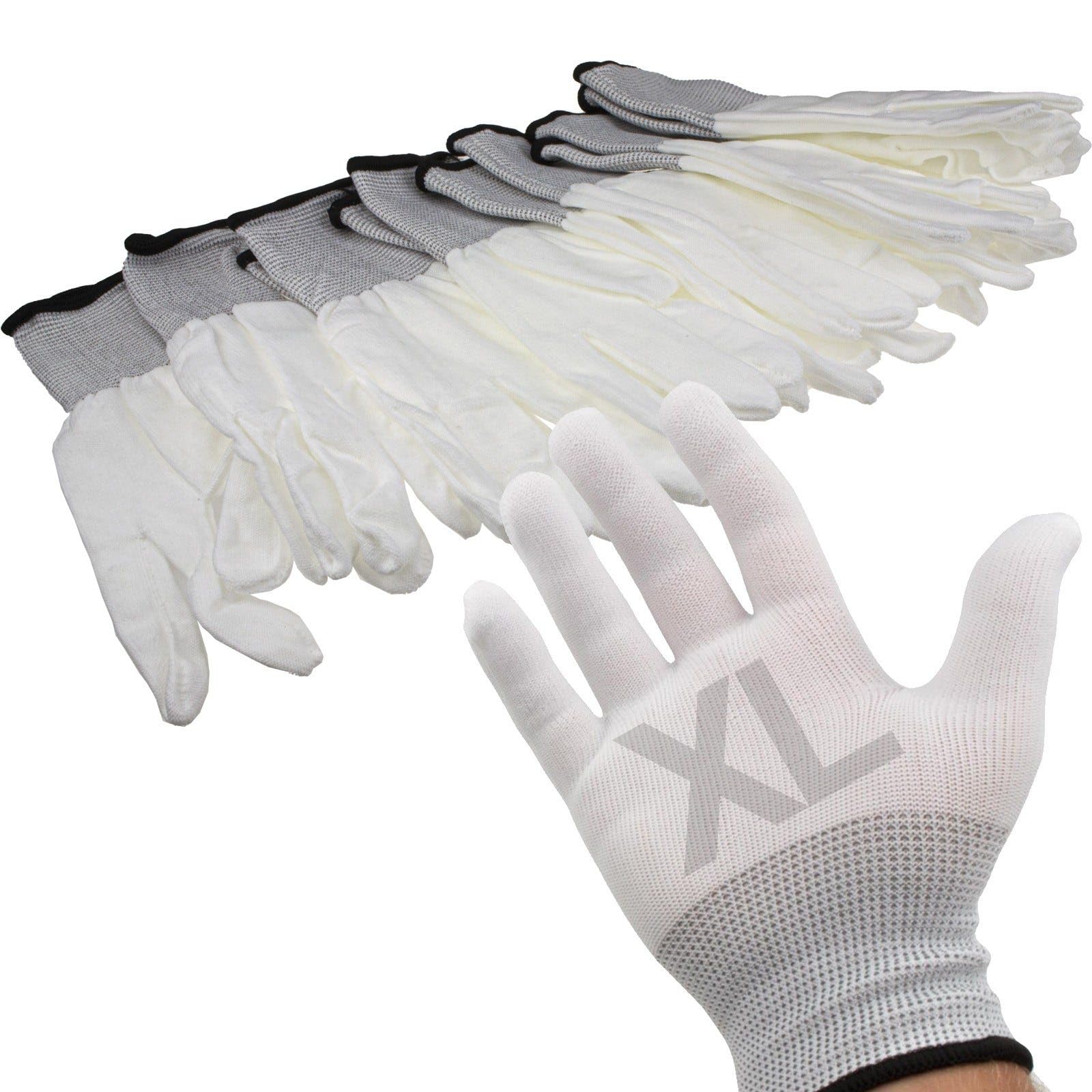 Kenable White Work Gloves Anti Static Non Slip [6 Pairs] Size : Xl