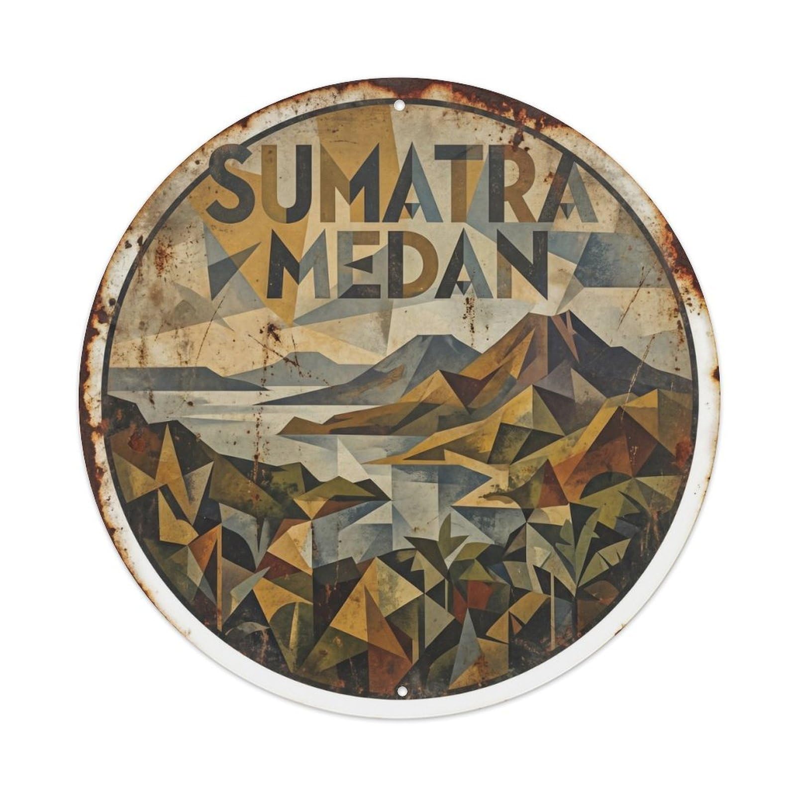 Sumatra Medan Beach Destination Modern Cubist Metal Tin Sign