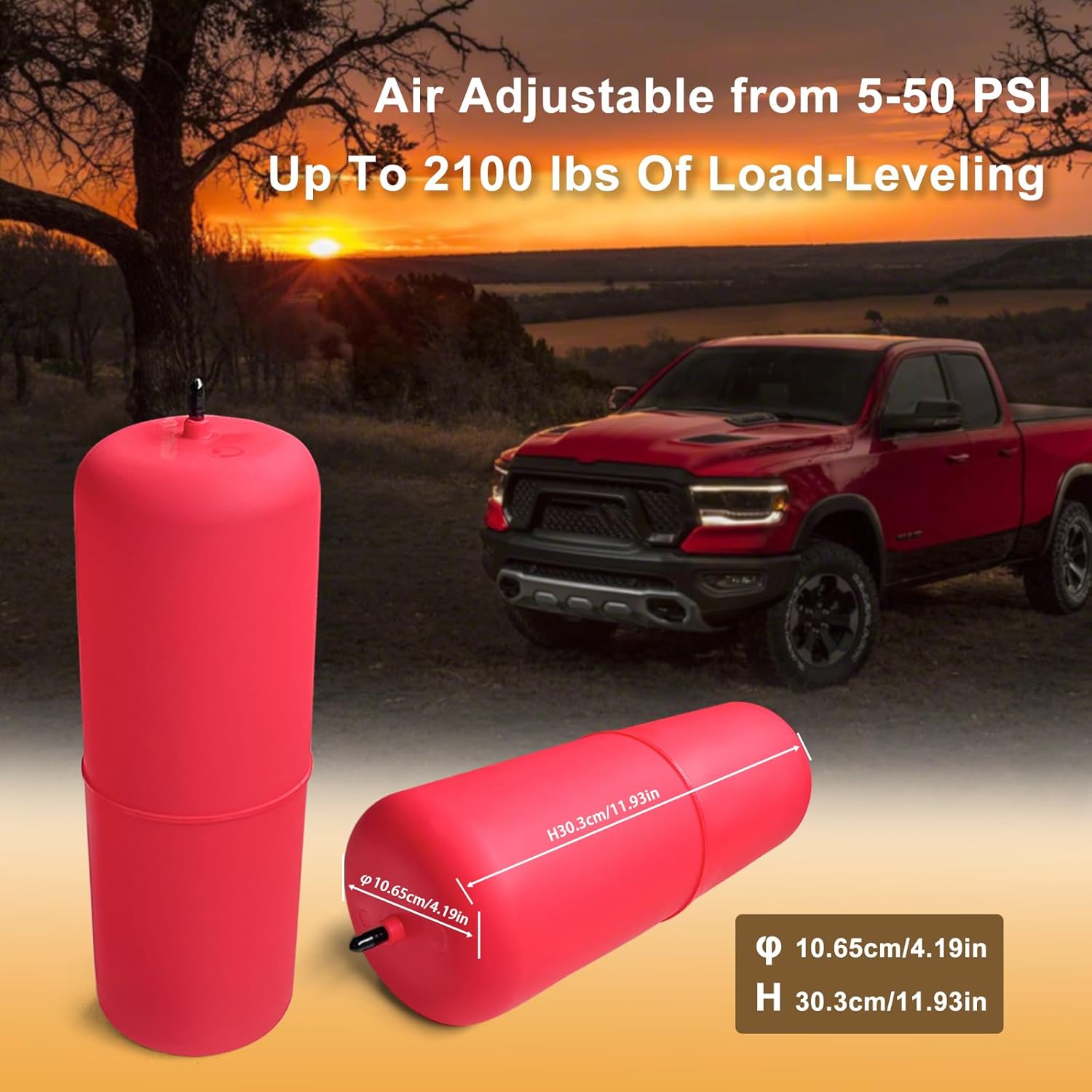 MILLISEC Air Spring Bags Suspension Kit Compatible with 2009-2022 Ram 1500 and 1500 Classic Pickups 60818 Rear Air Helper Spring Kit, Up to 1000 lbs of Load Leveling Capacity