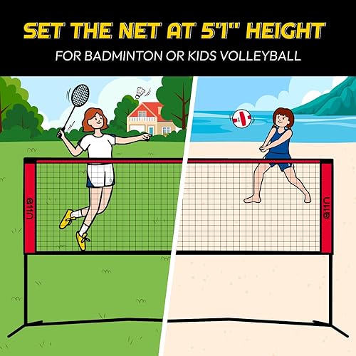 Miniatura 3 de A11N SPORTS Badminton Net - Height Adjustable Volleyball Net for Junior Tennis, Soccer Tennis & Kids - Portable Driveway Pickleball Net for Indoor &