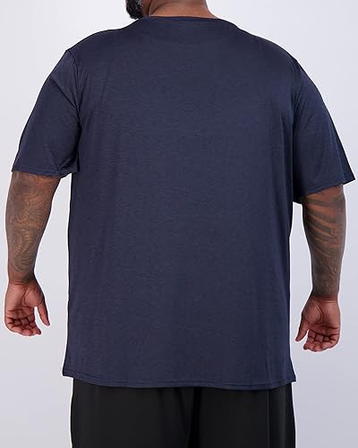 Miniatura 4 de Real Essentials Paquete de 3 camiseta deportiva de manga corta con cuello en V para hombre, tallas grandes y altas, camisetas de entrenamiento de