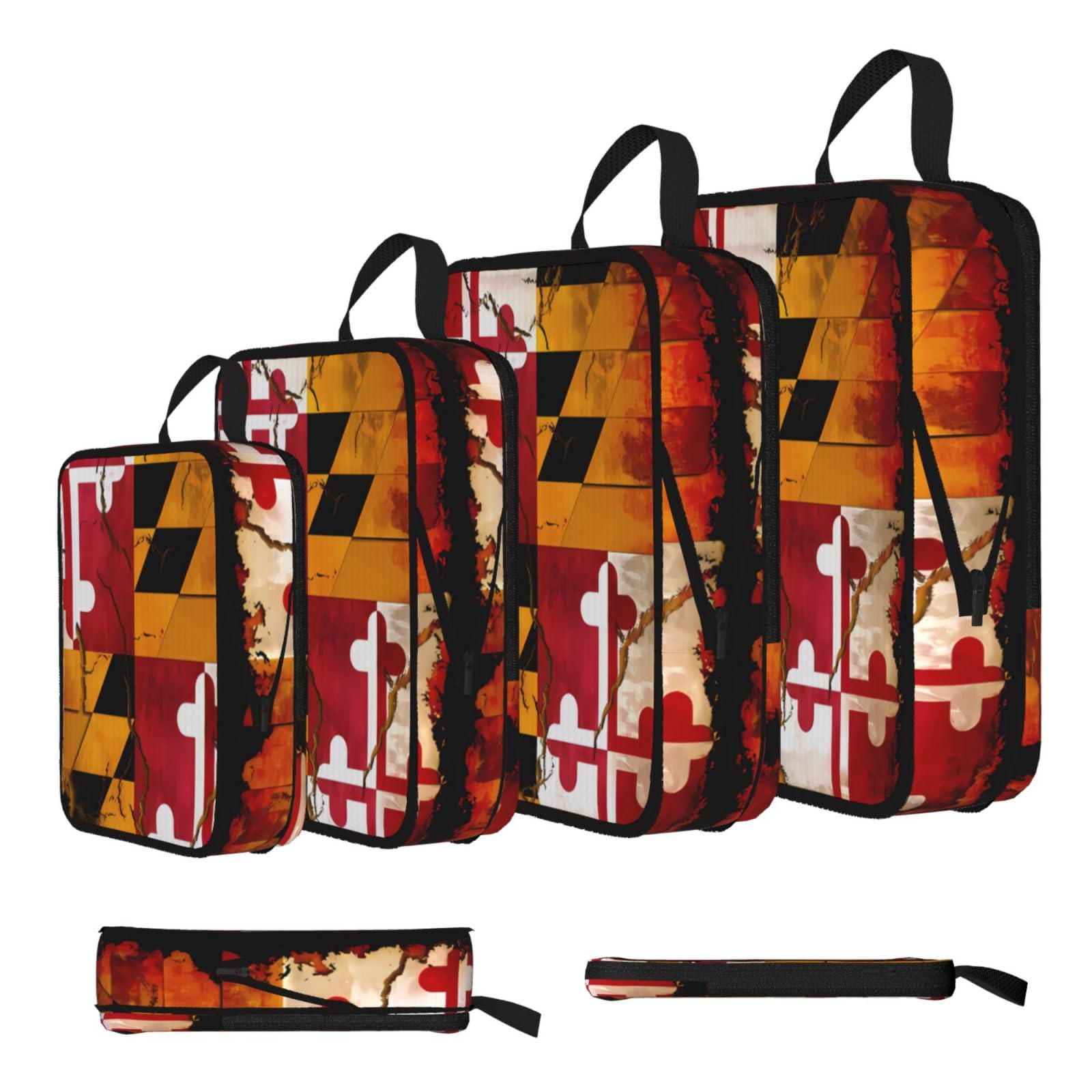vintage wooden maryland flag Compression Packing Cubes 4 Piece Set