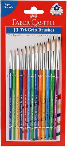 A.W.Faber-Castell I Pvt Ltd Tri-Grip - Juego de 13 pinceles redondos de pelo sintético
