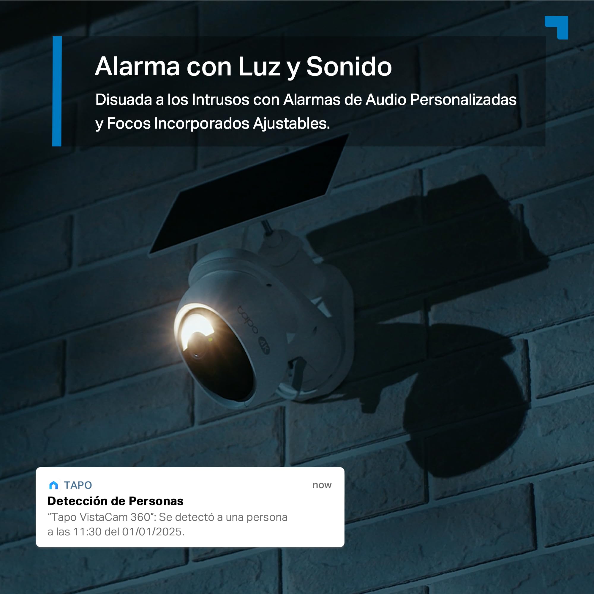Tapo C660 Kit - Cámara Vigilancia WiFi Exterior 360º, Panel Solar, 4K 8MP | Detección de Movimiento, Personas, Mascotas y Vehículos. Batería 10000mAh. Visión Nocturna Color. Alarma Luz y Sonido. IP65.
