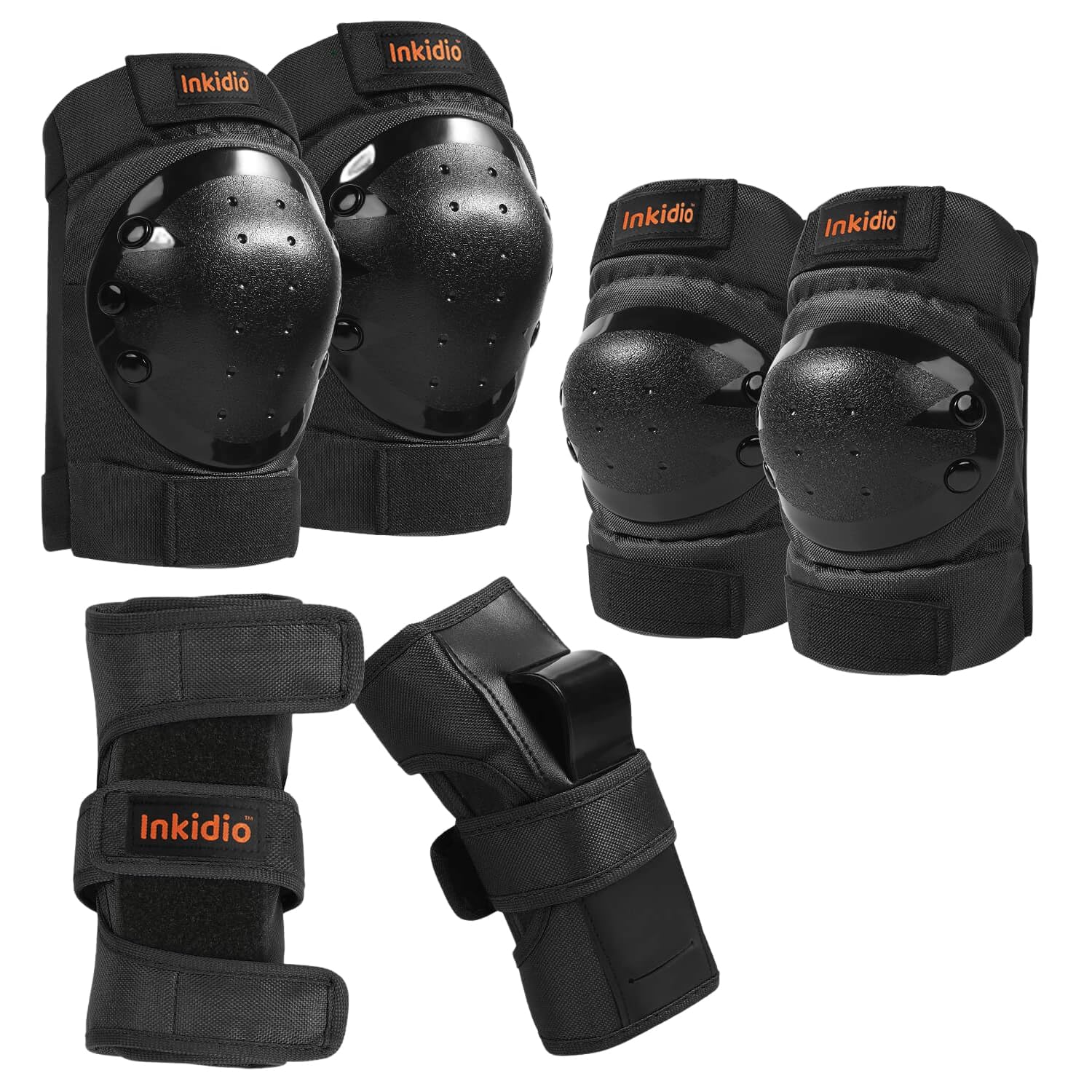 Inkidio Kids/Youth/Aduit Women Knee Pad Elbow Pads Guards Protective Gear Ideal for Roller Skate Inline Skating Skateboard Scooter Riding Cycling Bike Sports (Large(Aduit), Black)