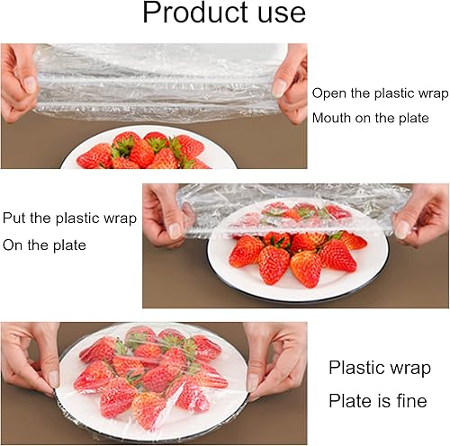 Miniatura 2 de 100 fundas elásticas reutilizables para almacenamiento de alimentos, cubiertas de plástico transparente para tazones con bordes elásticos, envoltura