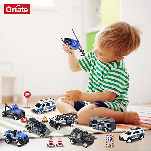 Miniatura 11 de Oriate Juguetes de granja para niños, juego de vehículos tractores realistas, juego de autos fundidos a presión, mini animales de granja educativos