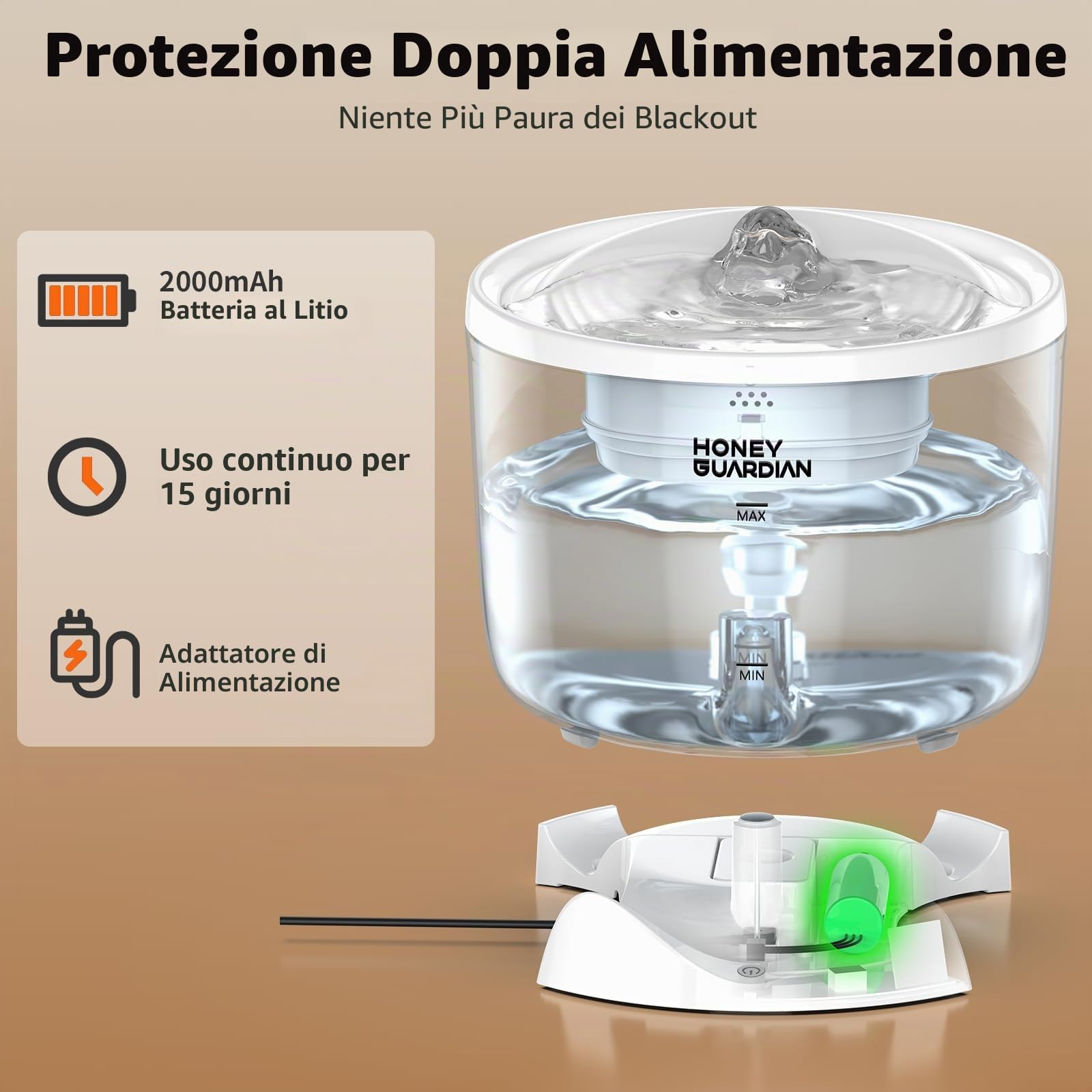 HoneyGuaridan HoneyGuardian Fontanella per Gatti con WiFi 5G/2.4G — immagine 7 di 9