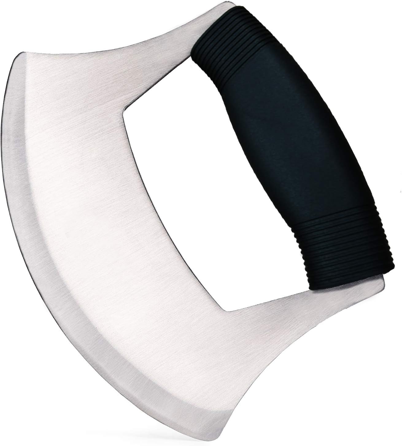 KEISSCO Pizza Cutter Stainless Steel Ulu knife Razor Sharp Rocker Slicer Cutter Mincing Mezzaluna Knife Salad Vegetable Chopper with Upgraded Ergonomic Anti-Slip Handle