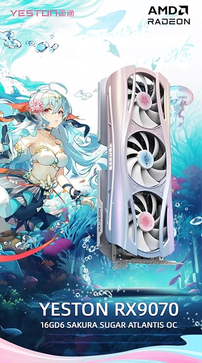 Yeston Sakura Atlantis Radeon RX 9070 16G GDDR6 256bit 4nm Video Cards Desktop Computer PC Graphics Card
