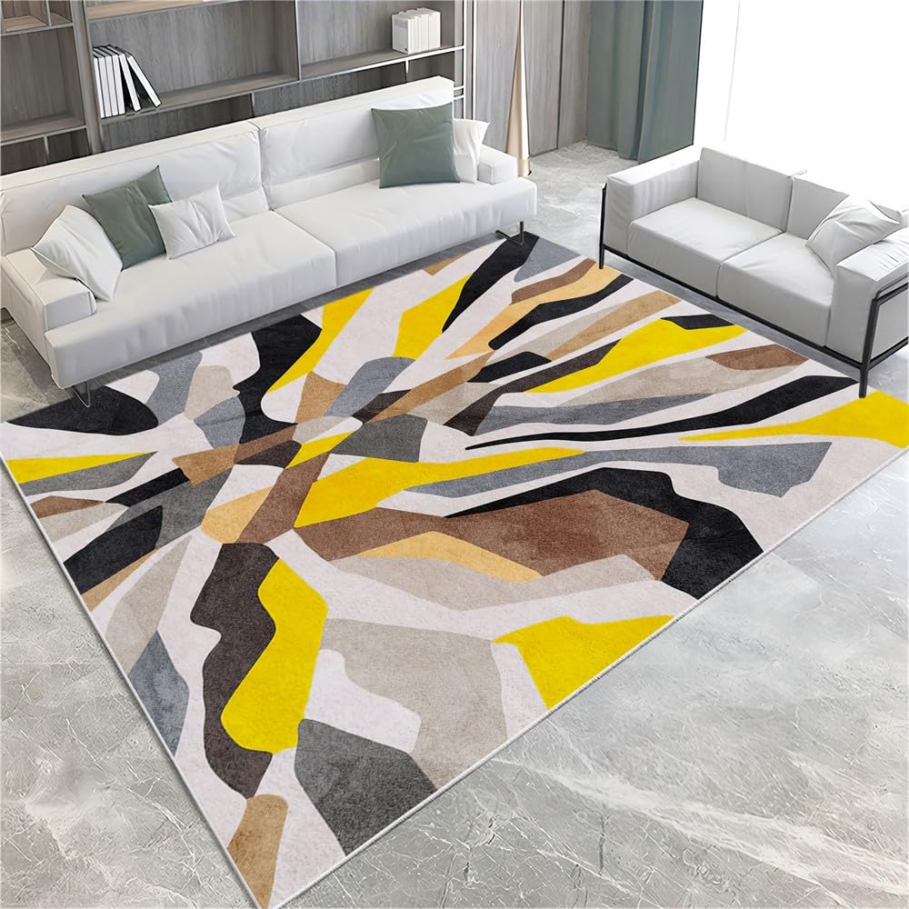 Alfombra de área para sala de estar, diseño moderno de rayas abstractas, suave y esponjosa, alfombra de dormitorio de 140 cm x 200 cm, alfombras para niños, niñas, dormitorio, cuarto de bebé, alfombra