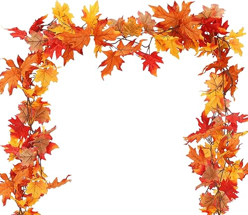 Miniatura 1 de Paquete de 2 guirnaldas de hojas de arce para decoración de otoño, luces de otoño para el hogar, total de 20 pies con 40 luces LED que funcionan con