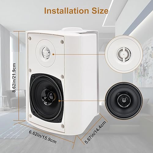 Miniatura 5 de Herdio Altavoces para exteriores de 400 vatios Bluetooth de 4 pulgadas con altavoz estéreo superior para interiores, patio al aire libre, sistema de
