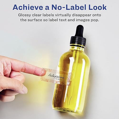 Miniatura 2 de Avery Etiquetas rectangulares transparentes brillantes con alimentación segura, 5 x 1.75 pulgadas, 400 etiquetas transparentes brillantes, etiquetas