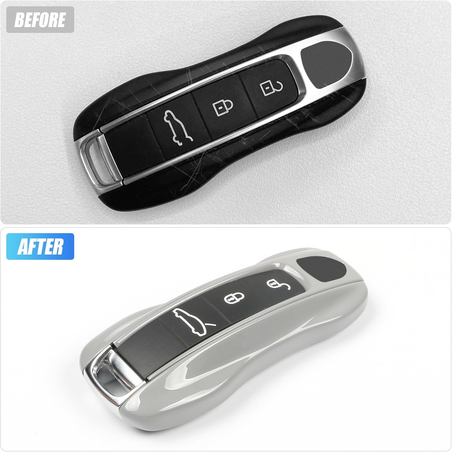 Sub Gray Key Fob Cover Compatible with Porsche Cayenne 2018-2025 Panamera 2017-2024 911 2019-2023 Taycan 2019-2024 Compatible with Porsche Key Cover
