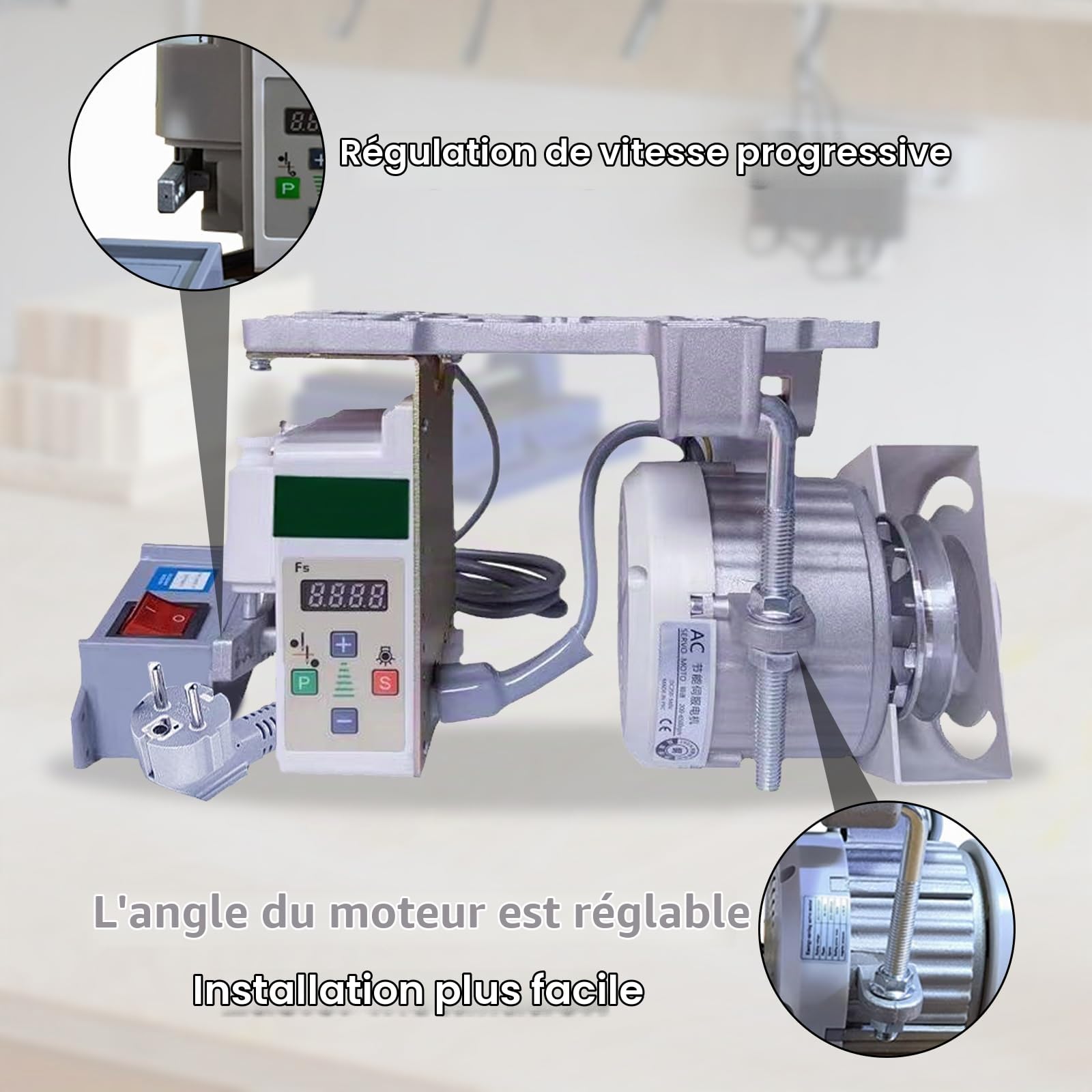 Moteur Machine à Coudre éLectrique, Moteur Machine à Coudre Industrielle 220V 750W Servomoteur à économie D'énergie 200-6500 Tr/Min Pour Machines à Coudre Industrielles Domestiques