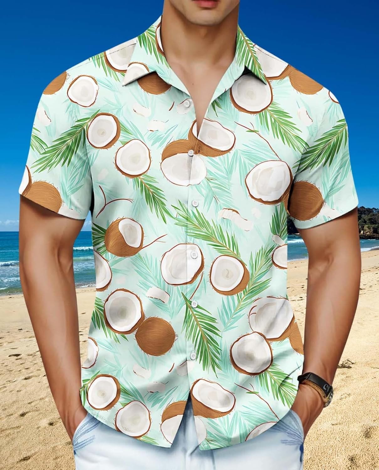 Funny Hawaiian Shirt for Men Novelty Graphic Print Casual Beach Party Vacation Short Sleeve Button Down Shirt Unisex