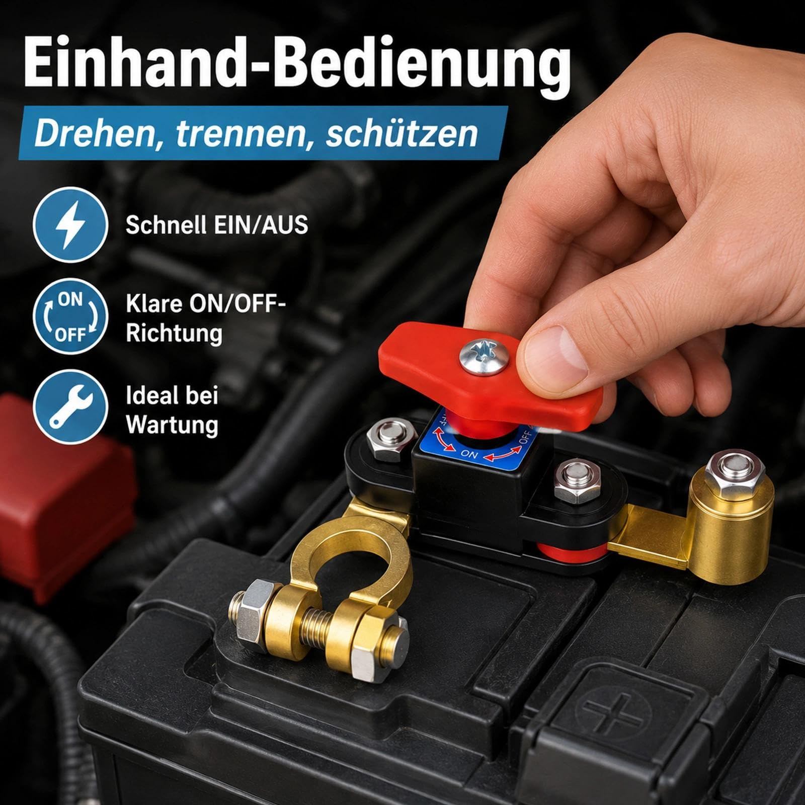 Interruttore di sblocco batteria per auto, 12 V-24 V, interruttore per batteria auto, interruttore separatore in rame puro, per auto, moto, barca, roulotte, yacht, bus, barca, viaggi