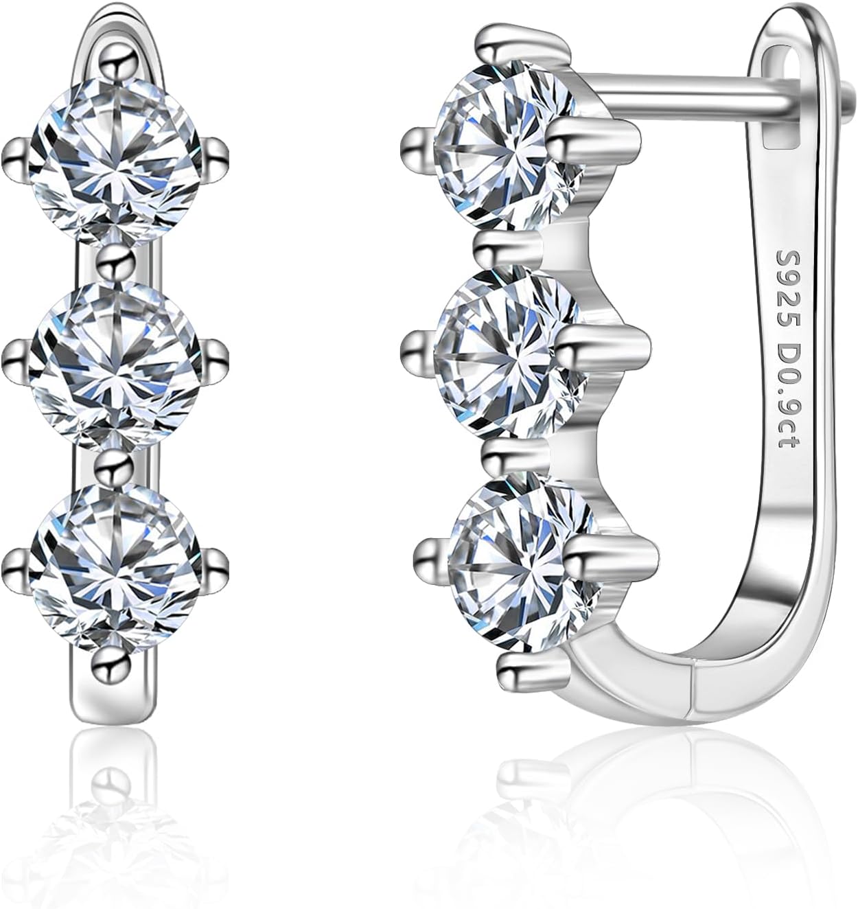 Moissanite Hoop Earrings for Women Lab Created 0.6 Carat-1.8 Carat Diamond Huggie Earrings White Gold Plated D Color Round Cut 925 Sterling Silver Earring GRA Certified