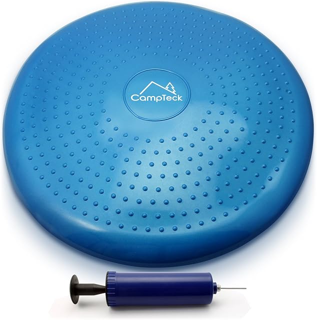 CampTeck U6765 Air Stability Wobble Cushion Inflatable Balance Cushion Board with Improved Hand Pump for Core Training, Agility, Gym Workouts, Yoga, Comfortable Sitting etc  Blue, 32cm