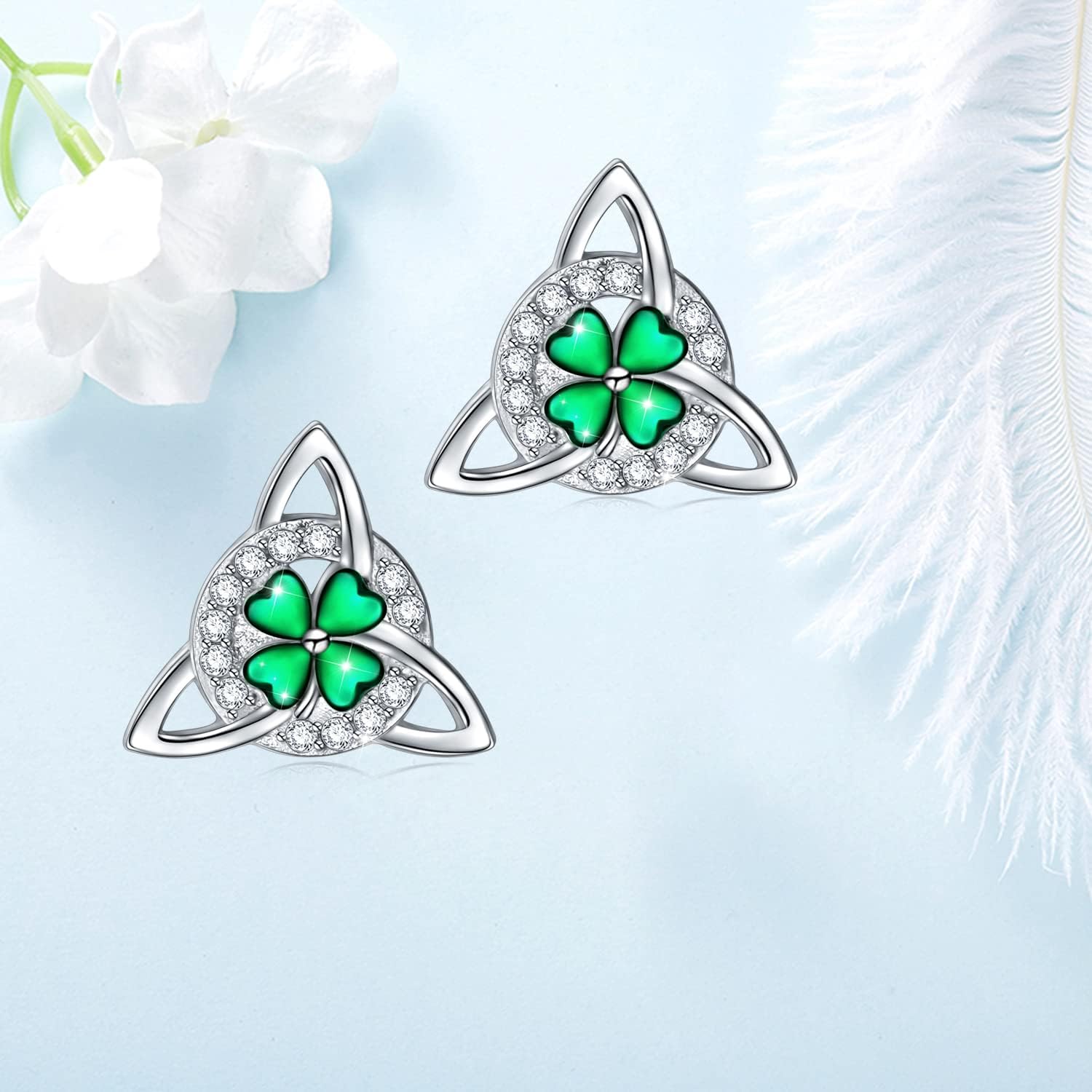 S925 Sterling Silver Holiday Dangle Drop Leverback Earrings for Women Girls Jewelry Gift Hypoallergenic St Patrick’s Day/Halloween/Christmas/Thanksgiving Earrings
