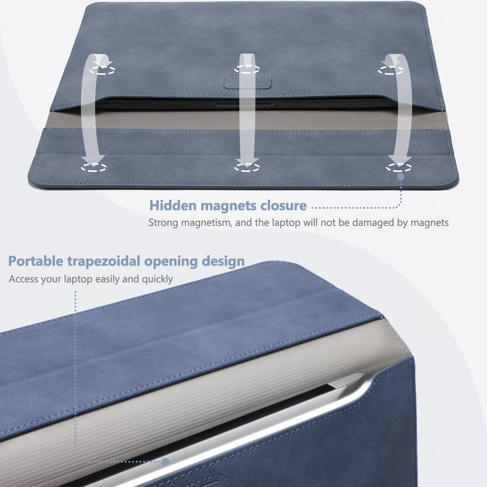 HYZUO 13 Pollici Custodie per PC Portatile Borsa con Funzione Stand per 2025-2018 MacBook Air 13 M4 M3 M2 M1, 2025-2016 MacBook Pro 13 M2 M1, 13 iPad Pro/Air, Surface Pro 11/10/9, XPS 13, Blu Haze