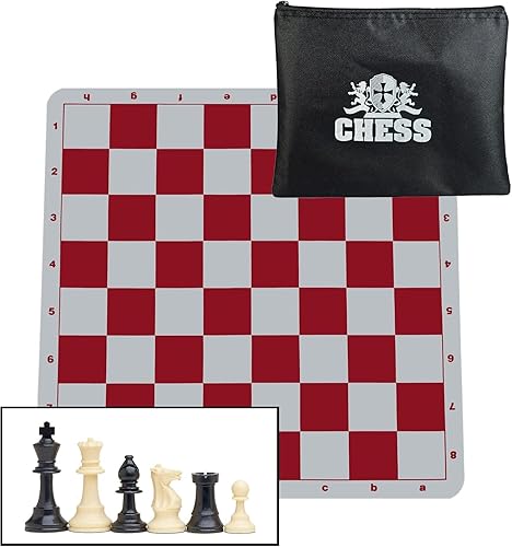 WE Games Juego de ajedrez compacto definitivo con tablero de ajedrez de silicona roja