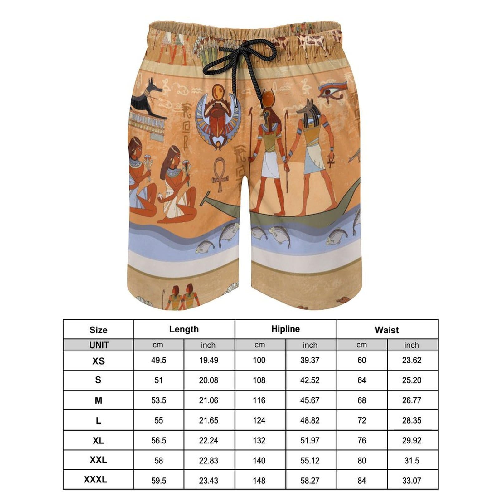 Maillots De Bain pour Hommes Board Shorts Motifs Égyptiens Shorts De Surf Short De Plage À Séchage