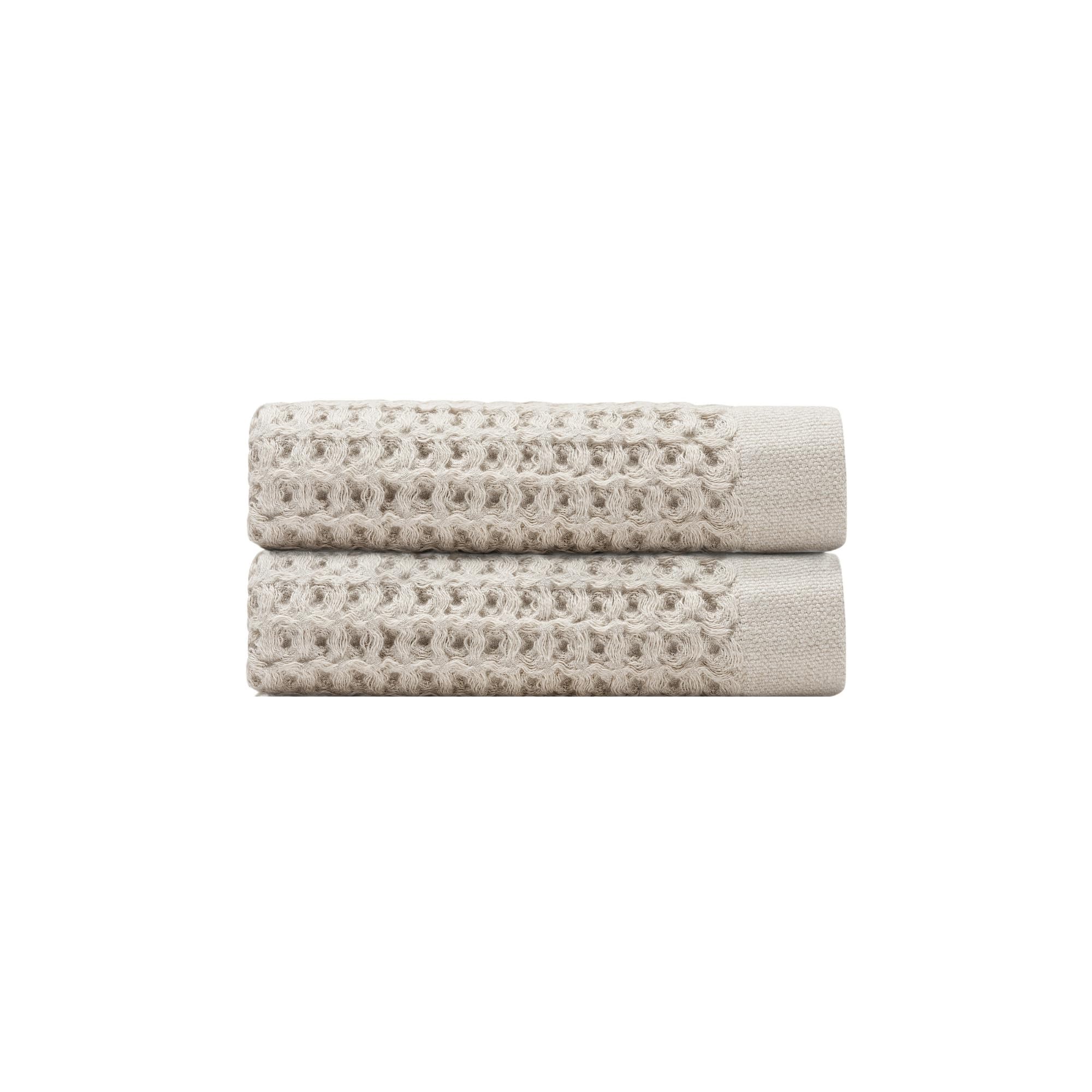 ONSEN Supima Waffle Hand Towel 2 Pack - Luxury Cotton Towels - Quick Dry, Soft, Absorbent, Lightweight Spa Towels for Bathroom Oatmeal, 18" x 30"