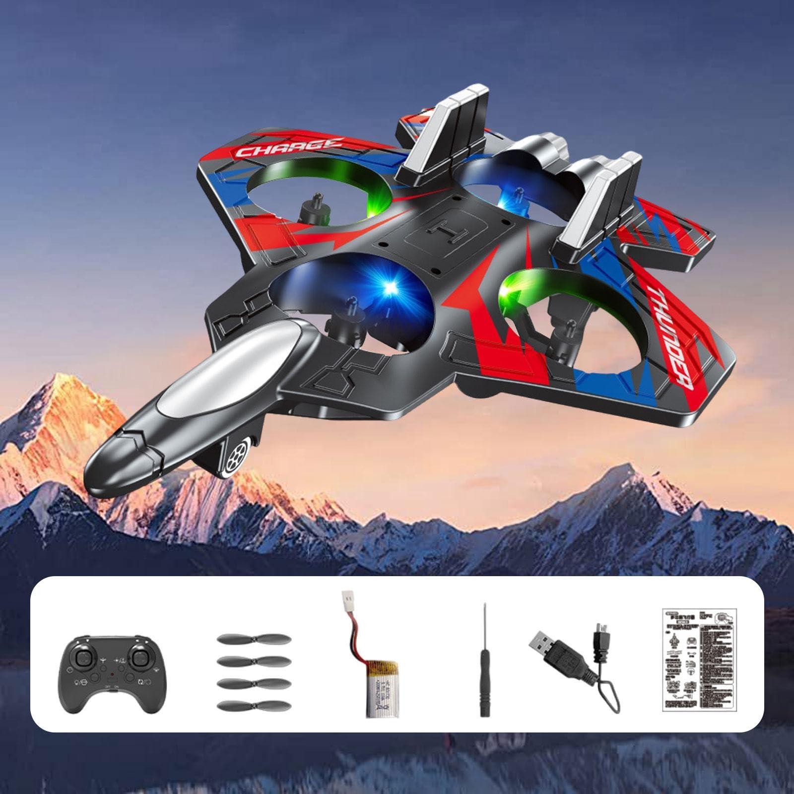 Qianly Avión Teledirigido RC con Mando a Distancia Modelo Avión Planeador Ligero de Espuma Resistencia a Golpes y Fácil Control Adecuado para Principiantes, Rojo